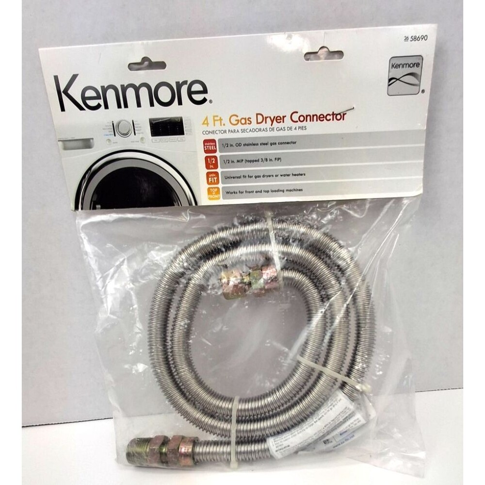 Kenmore 4 Feet Gas Dryer Water Heater Connector  1/2" MIP x 3/8" FIP #58690 New
